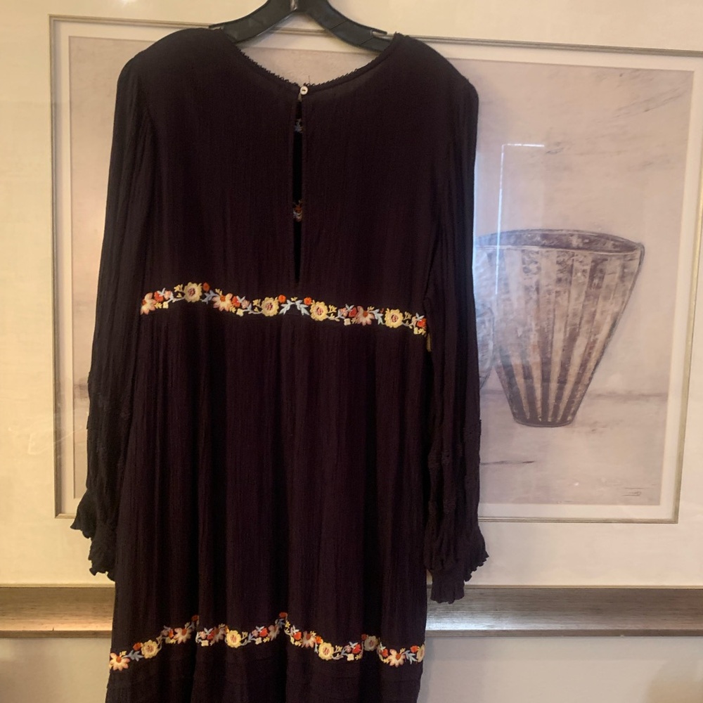 Free People Dark Floral Embroidered Dress - Picture 3 of 6